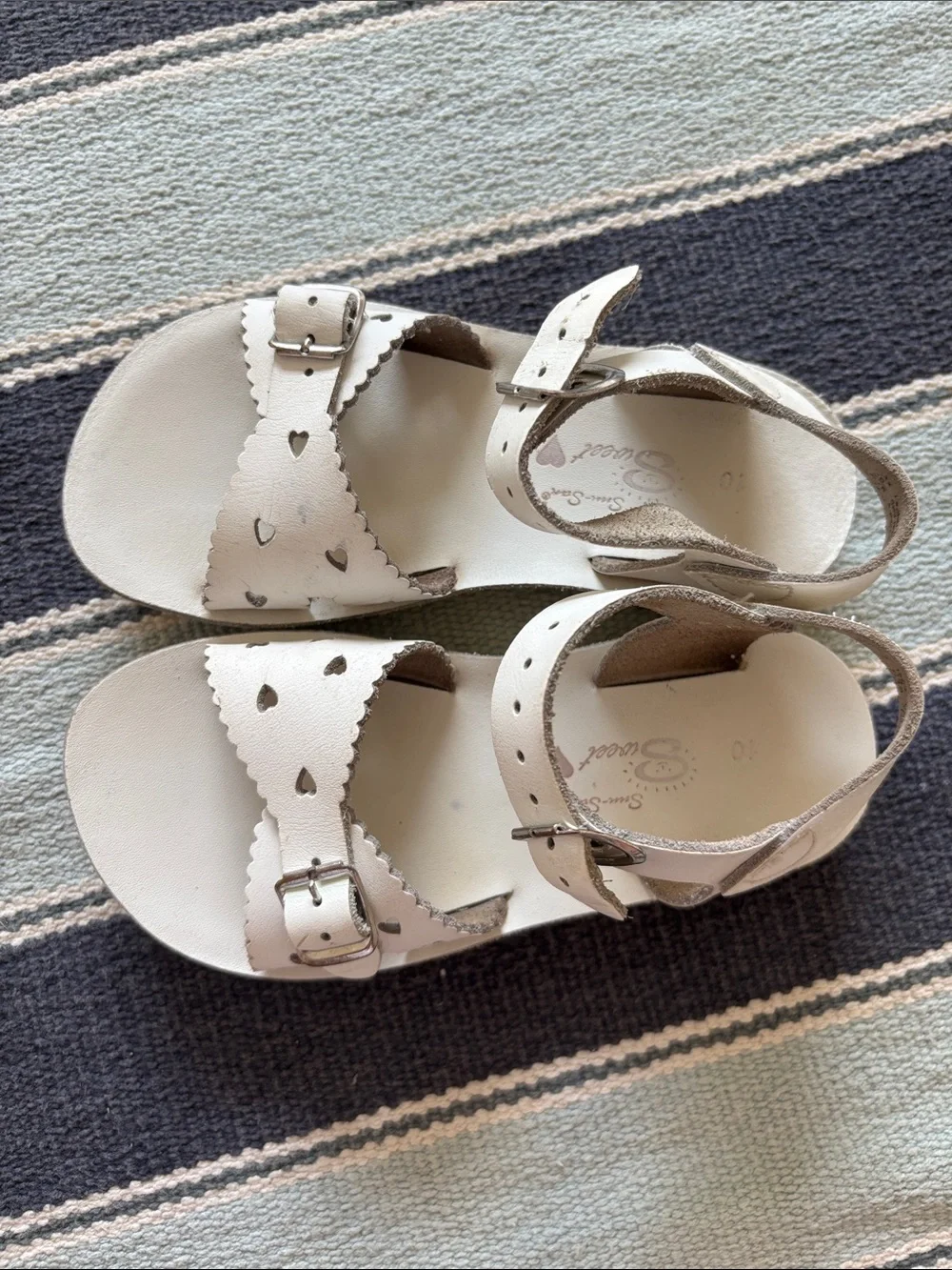 Sun San Sweetheart sandals toddler girls 10 white